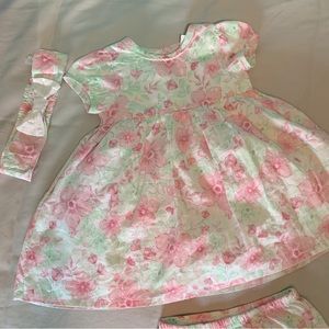 Little Me pink & green Floral Dress, Baby Girl, Size 12 months